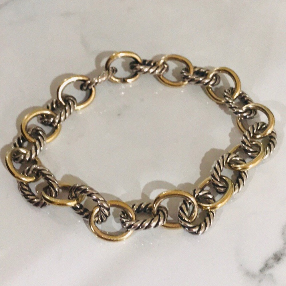 David Yurman Gold 18k and Sterling Oval Bracelet